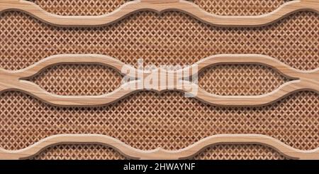 3D Tapete Hintergrund, Holz Hochwertige Rendering dekorative Wandfliesen Wandbild Tapete Illustration, 3D Wohnzimmer Tapete. Stockfoto