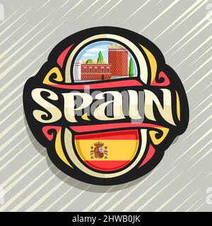 Vektor logo für Spanien Land, Kühlschrank Magnet mit spanischer Flagge, original brush Schrift für Wort spanien, spanische Symbol - Museum und Theater von salvado Stock Vektor