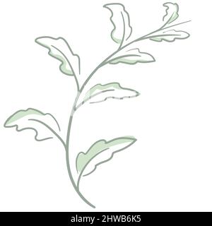 Blatt Linie Hand Gezeichnet Nette Illustration Pastell Farbe Stock Vektor
