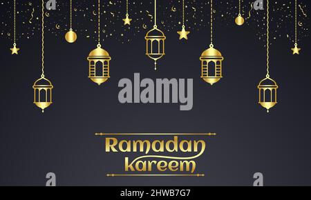 Ramadan Kareem. Islamische Festival Gemeinschaft Gebete Vorlage für Banner, Karte, Poster, Hintergrund. Stock Vektor