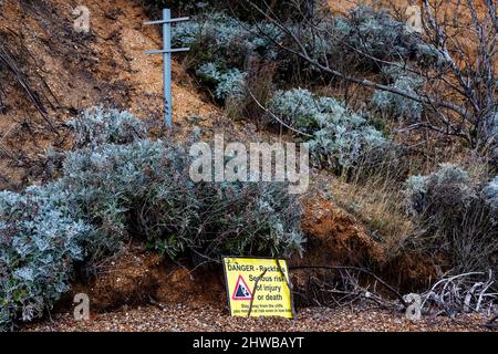 Auswirkungen der Küstenerosion Bawdsey Fähre Suffolk England Stockfoto