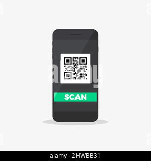 Flachsymbol für QR-Code-Telefon scannen Stock Vektor