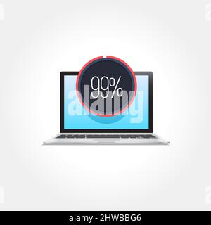 Symbol „Laptop Wird Geladen 99 %“ Stock Vektor