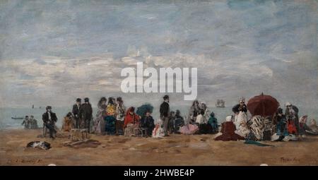 Der Strand von Trouville. Künstler, zugeschrieben: Eugène Louis Boudin, französisch, 1824–1898 Stockfoto
