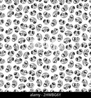 Cannelloni. Nahtloser Hintergrund von verschiedenen Arten von Pasta. Handgezeichnete Illustration Stock Vektor