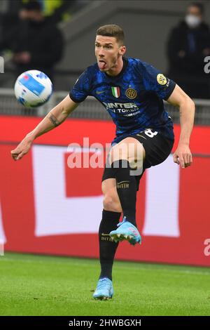 Mailand, Italien. 04. März 2022. Robin Gosens (FC Inter) in Aktion die Serie A zwischen FC.Inter und US. Salernitana 1919 im San Siro Stadium Endstand: 5-0 (Foto: Agostino Gemito/Pacific Press) Quelle: Pacific Press Media Production Corp./Alamy Live News Stockfoto