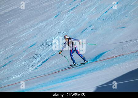 Lenzerheide, Italien. 05. März 2022. Lenzerheide - Canton Grigioni, Lenzerheide, Italien, 05. März 2022, Tifany Roux (FRA) im Jahr 2022 FIS Ski World Cup - Women Super G - Alpine Ski Race Credit: Live Media Publishing Group/Alamy Live News Stockfoto