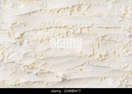 Köstliche und erfrischende Vanilleeis-Oberfläche. Draufsicht. Sommersaison Stockfoto