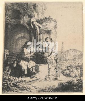 Christus und die Frau von Samaria in Trümmern. Künstler: Rembrandt (Rembrandt van Rijn), Niederländisch, 1606–1669 Stockfoto