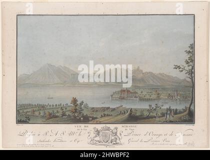 Vue de Schadau sur le lac de Thun (nach Clement). Künstler: Charles-Melchior Descourtis, Französisch, 1753–1820 Stockfoto