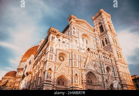 Detail des Doms von Florenz. Basilica di Santa Maria del Fiore (Basilika Santa Maria del Fiore) in Florenz, Italien Stockfoto