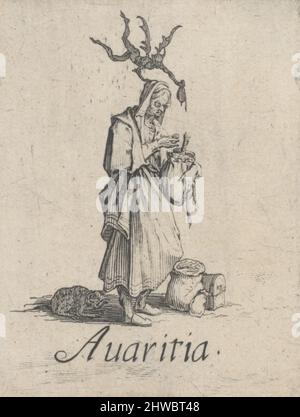 Les Peches capitaux (die sieben Todsünden): L’Avarice (Begehrlichkeit). Künstler: Jacques Callot, Französisch, 1592–1635 Stockfoto