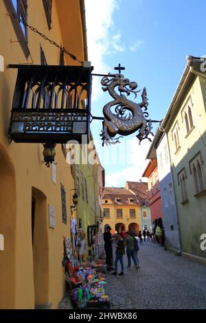 September 6 2021 - Sighisoara, Schäßburg, Rumänien: Das Haus Vlad Dracul in Siebenbürgen Stockfoto