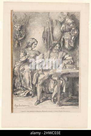 Goetz de Berlichingen ekrivant ses memoires. Nach: Eugène Delacroix, Französisch, 1798–1863 Stockfoto