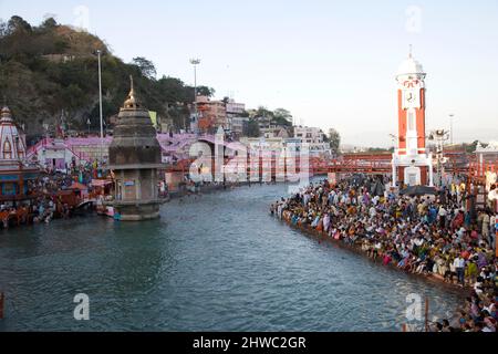 Indien, Hindu, Festival, Ganges, Ikone, Kumbh Mela, Wallfahrt, Ganges River, Travel India,Holy River, Religion. Hinduismus, Naga, Sadhu, Diwali, Festival Stockfoto