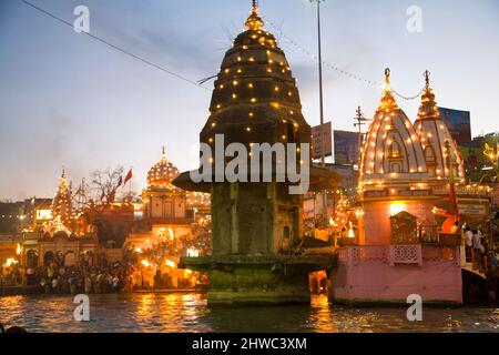 Indien, Hindu, Festival, Ganges, Ikone, Kumbh Mela, Wallfahrt, Ganges River, Travel India,Holy River, Religion. Hinduismus, Naga, Sadhu, Diwali, Festival Stockfoto