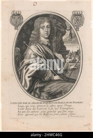 Porträt von Ludwig XIV., König von Frankreich und Navarra (Louis XIV. Par la Grace de Dieu, Roy de France et de Navarre). Künstler: Balthasar Moncornet, Französisch 1600-1688 Stockfoto