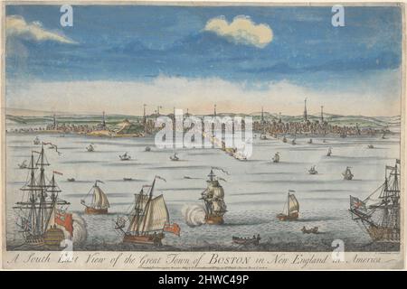 Eine Südost-Ansicht der großen Stadt Boston in Neuengland…. Künstler: John Carwitham, Brite, aktiv 1723–41After: William Burgis, Amerikaner, aktiv 1716–31 Stockfoto