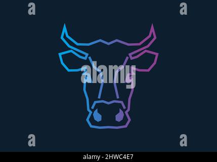 Einzigartiger Kuhkopf im geradlinigen Design Stock Vektor