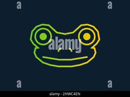 Einzigartiger Froschkopf im geradlinigen Design Stock Vektor