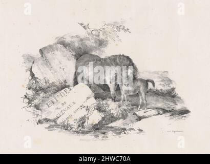 La Jument et son poulain, Frontispice (die Stute und ihr Hengstfohlen, Frontispiece). Künstler: Théodore Géricault, Französisch, 1791–1824 Stockfoto