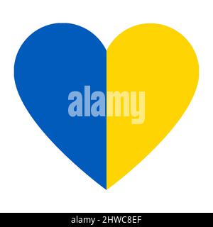 Ukraine Flagge in Form eines Herzens. Frieden Liebe Herz-Ikone. Liebe Ukraine Flagge Symbol Illustration. Flagge der Ukraine. Offizielles Staatssymbol des Landes. Von Stockfoto