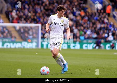 Leicester, Großbritannien. 05. März 2022. Daniel James von Leeds United in Aktion während des Spiels. Premier League Spiel, Leicester City gegen Leeds Utd im King Power Stadium in Leicester, England am Samstag, 5.. März 2022. Dieses Bild darf nur für redaktionelle Zwecke verwendet werden. Nur zur redaktionellen Verwendung, Lizenz für kommerzielle Nutzung erforderlich. Keine Verwendung bei Wetten, Spielen oder Veröffentlichungen in einem Club/einer Liga/einem Spieler. PIC von Steffan Bowen/Andrew Orchard Sports Photography/Alamy Live News Credit: Andrew Orchard Sports Photography/Alamy Live News Stockfoto