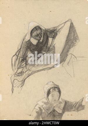 Frau, Skizze für die Unterzeichnung des Compact in der Kabine der Mayflower. Künstler: Edwin White, Amerikaner, 1817–1877 Stockfoto