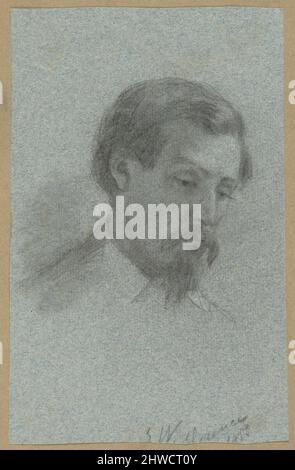 Porträt eines unbekannten Mannes, Skizze zur Unterzeichnung des Compact in der Kabine der Mayflower. Künstler: Edwin White, Amerikaner, 1817–1877 Stockfoto