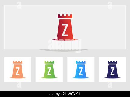 Schloss Logo auf Brief z. Schloss König Logo Design Initial Z Buchstabe Konzept Vektor-Vorlage Stock Vektor