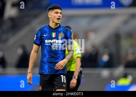 Mailand, Italien. 04. März 2022. Joaquin Correa (19) von Inter sah in der Serie Ein Spiel zwischen Inter und Salernitana bei Giuseppe Meazza in Mailand. (Foto: Gonzales Photo/Alamy Live News Stockfoto