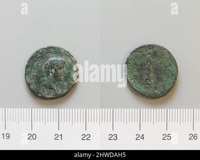 Münze des Augustus, Kaiser von Rom von Aegae. Herrscher: Augustus, Kaiser von Rom, 63 v. Chr.–n. Chr. 14, regierte 27 B.C.–A.D. 14 Münzstätte: Aegae, Mazedonien Stockfoto