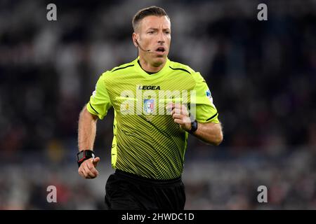 Rom, Italien. 05. März 2022. Schiedsrichter Davide Massa reagiert während des Fußballspiels der Serie A zwischen AS Roma und Atalanta BC im Olimpico-Stadion in Rom (Italien) am 5.. März 2022. Foto Andrea Staccioli/Insidefoto Kredit: Insidefoto srl/Alamy Live News Stockfoto