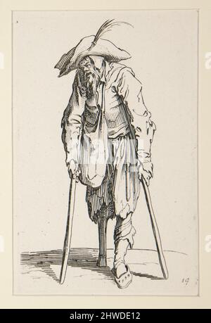 Bettler mit einem Holzbein, von den Bettlern (Le mendiant a la jambe de bois). Künstler: Jacques Callot, Französisch, 1592–1635 Stockfoto