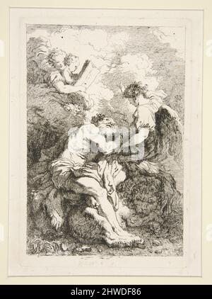 Der heilige Hieronymus und der Engel. Radierer: Jean-Honoré Fragonard, französisch, 1732–1806After: Johann Liss, deutsch, 1597–1631 Stockfoto