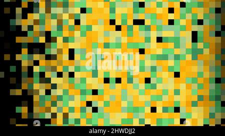 Abstrakte Animation eines mehrfarbigen Pixelflecks, der sich horizontal auf dem schwarzen Hintergrund bewegt. Einzigartige abstrakte Pixelanimation Stockfoto