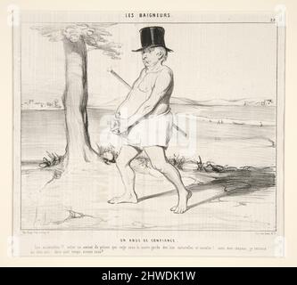 UN Abus de Confiance. Les miserables!! Voler un avocat de pins qui nage sous la sauve-Garde des lois naturelles et sociales!…von Les Baigneurs. Künstler: Honoré Daumier, Französisch, 1808–1879 Stockfoto