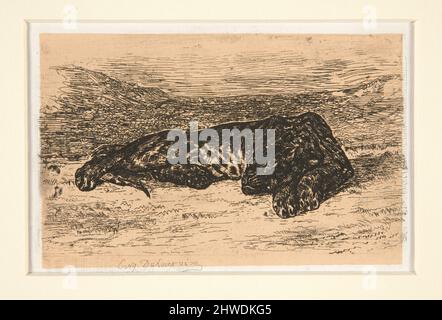 Tigre couché dans le désert (Tiger schläft in der Wüste). Künstler: Eugène Delacroix, Französisch, 1798–1863 Stockfoto