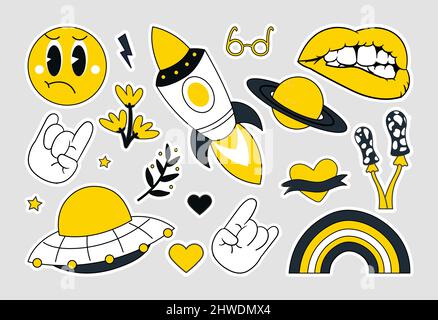 Witziges grooviges Retro-Set Stock Vektor