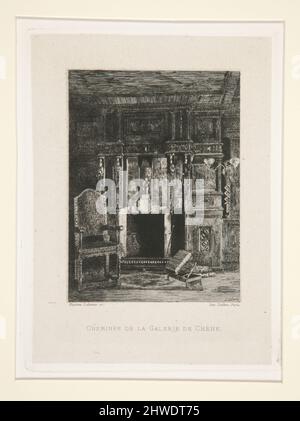 Cheminée de la galerie de Chêne (Kamin in der Eichengalerie), pl. 7 aus der Suite „das Haus von Victor Hugo“. Künstler: Maxime Lalanne, französisch, 1827–1886Printer: Auguste Delâtre, französisch, 1822–1907Publisher: Alfred Cadart, Französisch, 1828–1875 Thema: Victor Hugo, Französisch, 1802–1885 Stockfoto