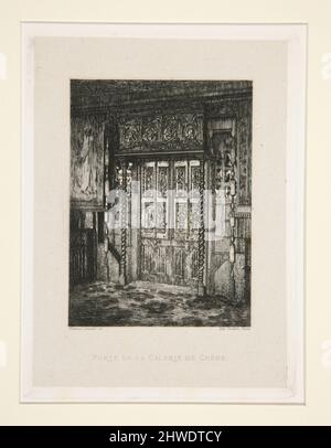 Porte de la galerie de Chêne (Tür der Galerie der Eiche), pl. 8 aus der Suite „das Haus von Victor Hugo“. Künstler: Maxime Lalanne, französisch, 1827–1886Printer: Auguste Delâtre, französisch, 1822–1907Publisher: Alfred Cadart, Französisch, 1828–1875 Thema: Victor Hugo, Französisch, 1802–1885 Stockfoto