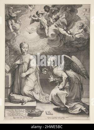 Verkündigung. Künstler: Hendrick Goltzius, Niederländisch, 1558–1617 Stockfoto