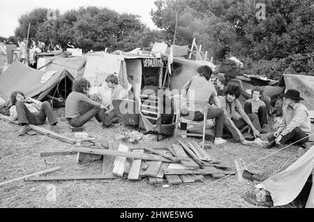 Isle of Wight Festival 1969, am 29.. Bis 31.. August 1969 in der englischen Stadt Wootton, auf der Isle of Wight, allgemeine Szenen, Freitag, 29.. August 1969. Stockfoto