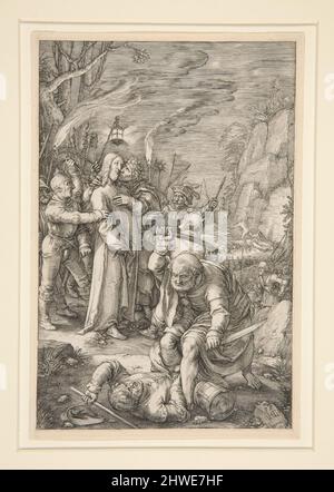 Christus gefangen genommen (der Verrat Christi), aus der Passion, #3 in einer Serie von 12 Stichen. Künstler: Hendrick Goltzius, Niederländisch, 1558–1617 Stockfoto