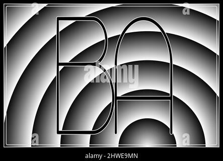 Unterschrift mit den beiden Großbuchstaben BA , contur Stockfoto