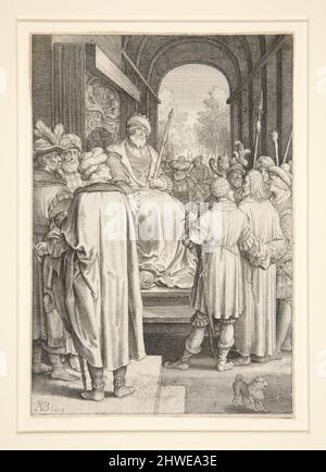Christus vor Pilatus (Passion Series). Künstler: Nicolaes de Bruyn, Flämisch, 1571–1656After: Hendrick Goltzius, Niederländisch, 1558–1617 Stockfoto