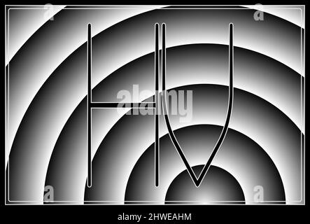 Unterschrift mit den beiden Großbuchstaben HV , contur Stockfoto