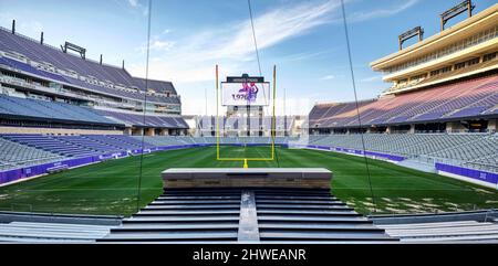 Eine Endansicht des Amon Carter Stadions auf dem TCU-Campus. Stockfoto