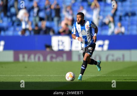 Barcelona, Spanien, 5. März 2022. Während des spanischen La Liga-Spiels zwischen RCD Espanyol und Getafe CF im RCDE-Stadion. Kredit: Rosdemora/Alamy Live Nachrichten Stockfoto