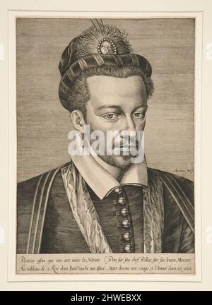 Porträt von Henry III. Künstler: Hieronymus Wierix, Flämisch, 1553–1619 Stockfoto